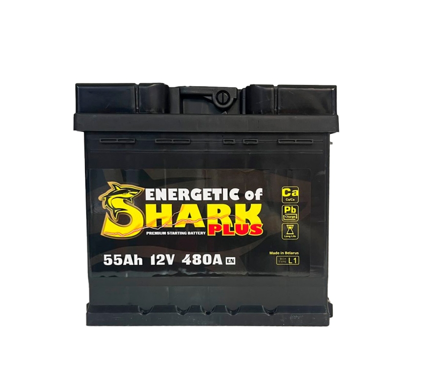 Аккумулятор, ENERGETIC SHARK PLUS, 55 Ah, кубик, прямая полярность